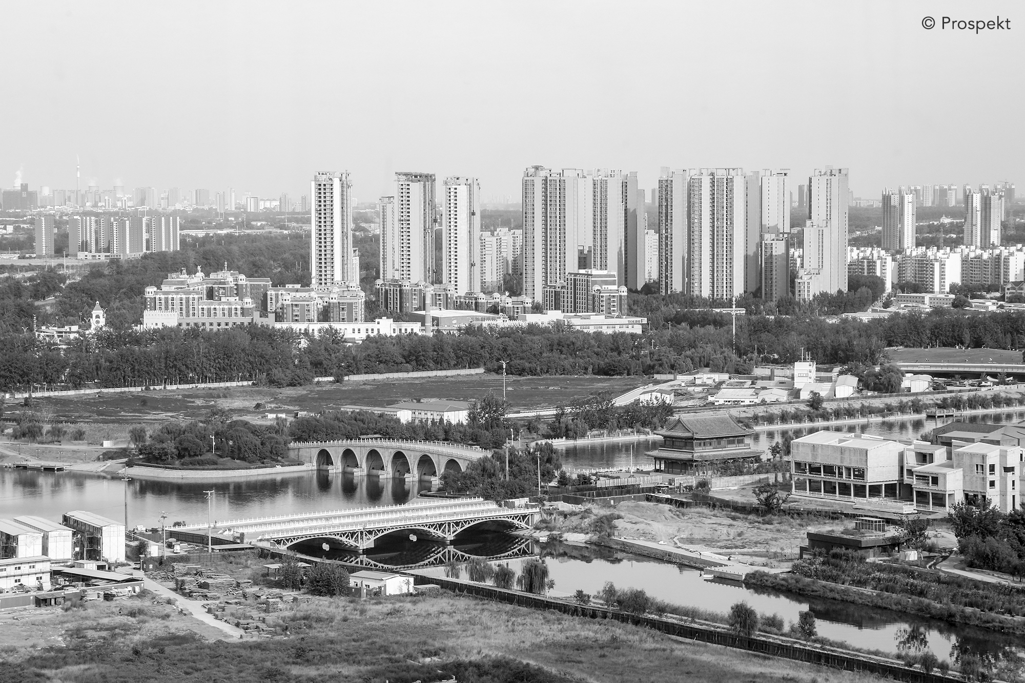 View of Tongzhou from the top aof a new building. Beijing.